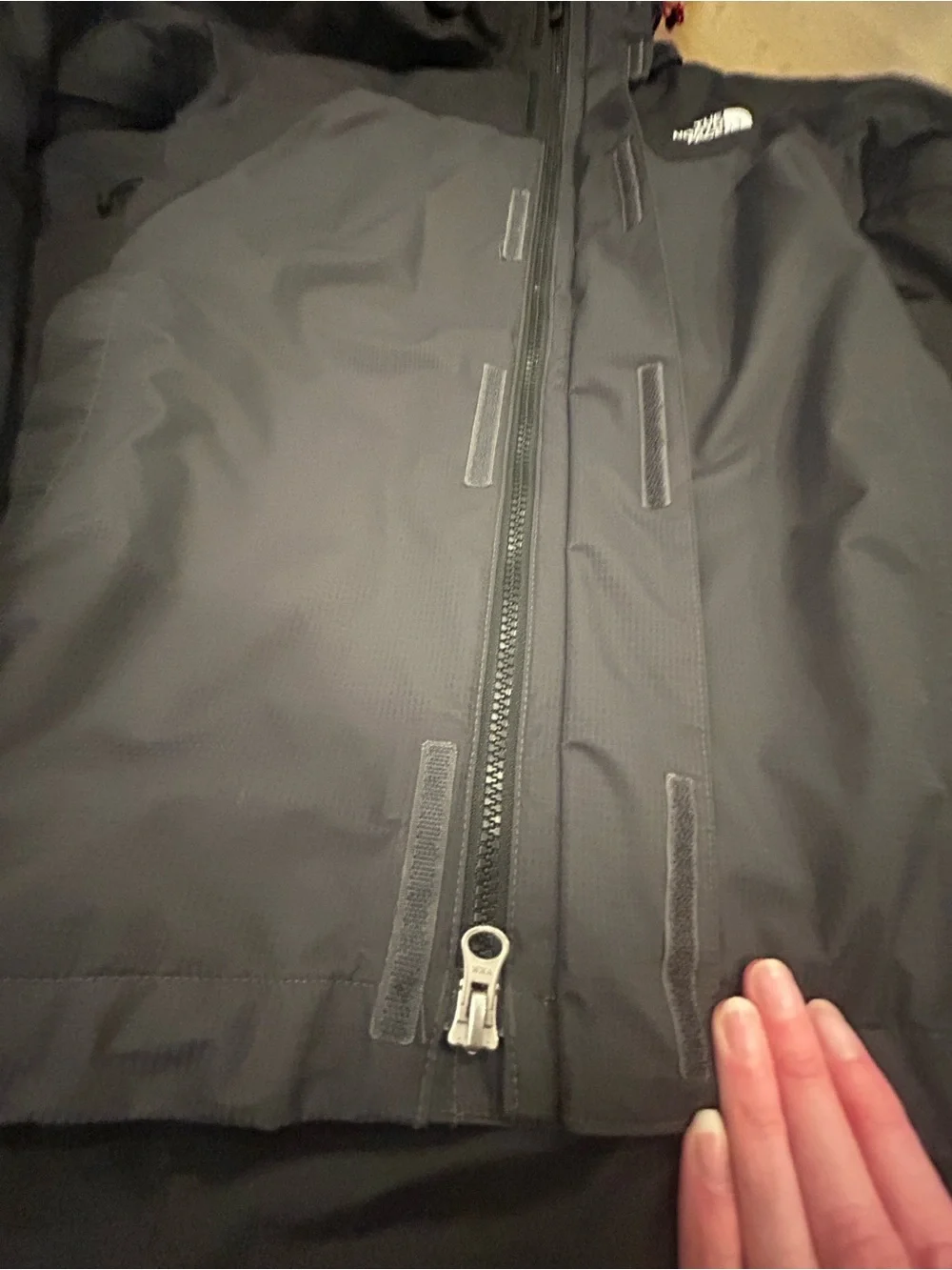 The North Face HyVent Men’s Medium Black Dark Gray Hooded Waterproof Jacket